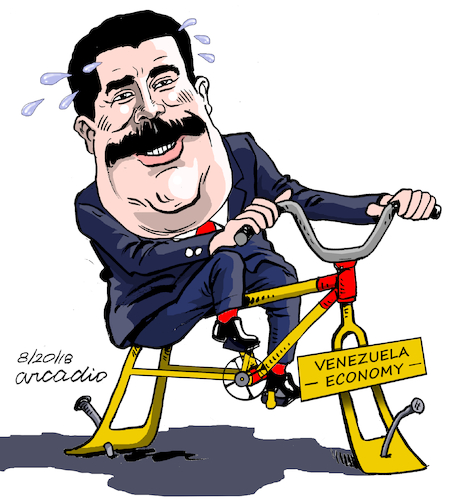 Cartoon: The economic politics of Maduro. (medium) by Cartoonarcadio tagged maduro,venezuela,latin,america,dictactor,president,socialism