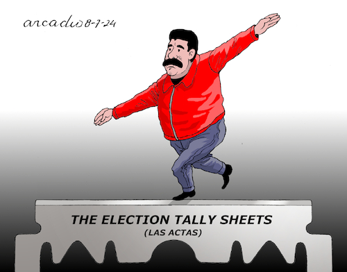 Cartoon: The election tally sheets. (medium) by Cartoonarcadio tagged venezuela,fraud,maduro,dictatorship