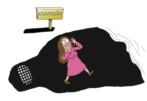 Cartoon: The fearsome Taliban shadow (medium) by Cartoonarcadio tagged taliban,women,rights,children,afghanistan
