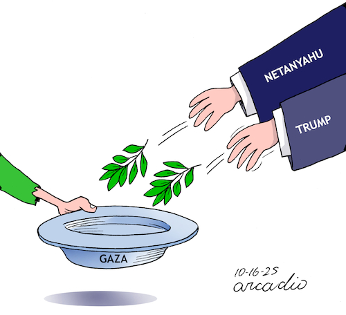 Cartoon: The fruit of peace for Gaza. (medium) by Cartoonarcadio tagged gaza,kids,children,hunger,middle,east