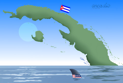 Cartoon: The inevitable fall of Cuba. (medium) by Cartoonarcadio tagged cuba,castro,socialism