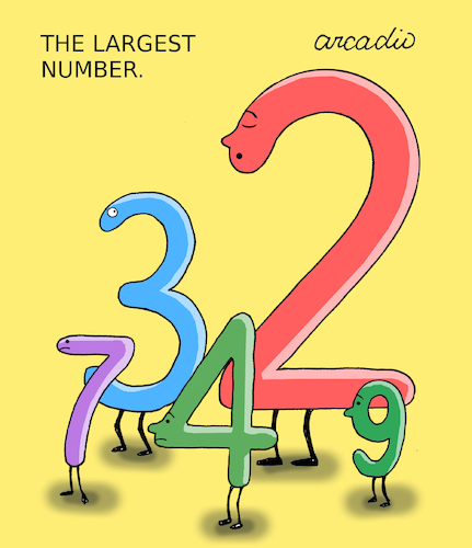 Cartoon: The largest number. (medium) by Cartoonarcadio tagged math2022