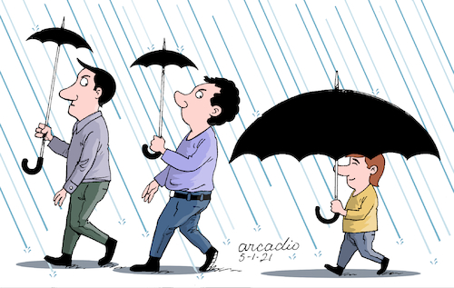 Cartoon: The man with the big umbrella. (medium) by Cartoonarcadio tagged humor,cartoon,gag,the