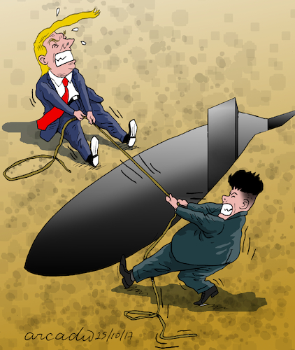 Cartoon: Trump and Kim Jong Un (medium) by Cartoonarcadio tagged trump,kim,usa,north,korea,nuclear,power