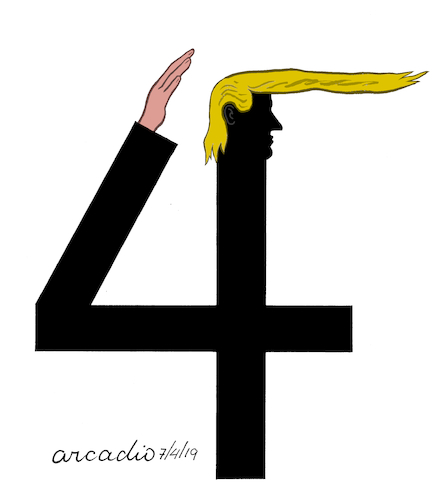 Cartoon: Trump celebrates the July 4th. (medium) by Cartoonarcadio tagged usa,july,4th,independence,day,trump