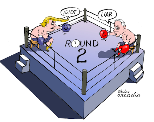 Cartoon: Trump vs Biden (medium) by Cartoonarcadio tagged trump,biden,debate,us,elections,democracy