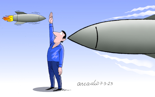 Cartoon: War stopper. (medium) by Cartoonarcadio tagged wars,missil,conflicts,peace,talks