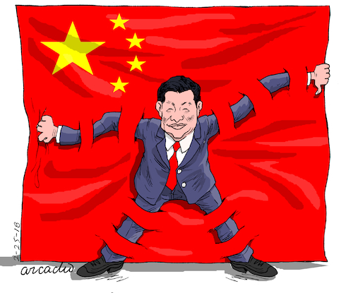 Cartoon: Xi Jinping for ever. (medium) by Cartoonarcadio tagged china,xi,jinping,dictatorship,communist,party