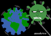 Cartoon: Covid 19 delta version. (small) by Cartoonarcadio tagged covid,19,pandemic,health,world,delta