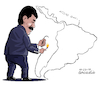 Cartoon: Maduro burns Latin America (small) by Cartoonarcadio tagged venezuela,maduro,latin,america,riots,violence