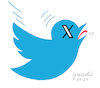 Cartoon: Old logo of Twitter dies. (small) by Cartoonarcadio tagged logo twitter media social networks