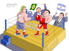 Cartoon: The fight for Latin America. (small) by Cartoonarcadio tagged latin america yuan dollar china usa currency economy