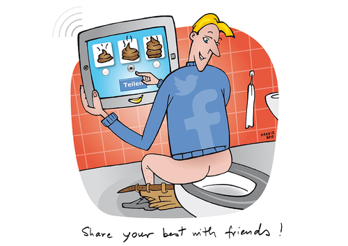 Cartoon: Share your best with friends (medium) by toonwolf tagged shit,share,waste,social,network,facebook,communication,nonsense