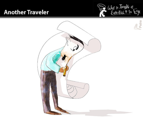 Cartoon: ANOTHER TRAVELER (medium) by PETRE tagged reisender,traveler,papier,zeichnung
