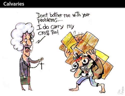 Cartoon: Calvaries (medium) by PETRE tagged religion,misery,cross