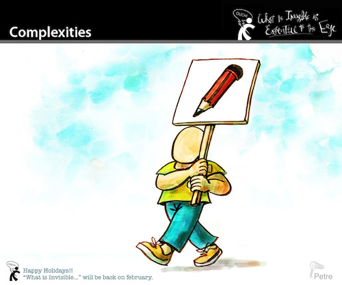 Cartoon: Complexities (medium) by PETRE tagged manifestation,seeking,identity
