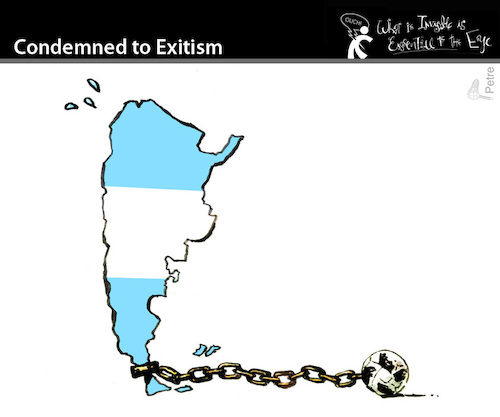 Cartoon: Condemned to Exitism (medium) by PETRE tagged russia2018,worldcup,argentina,football