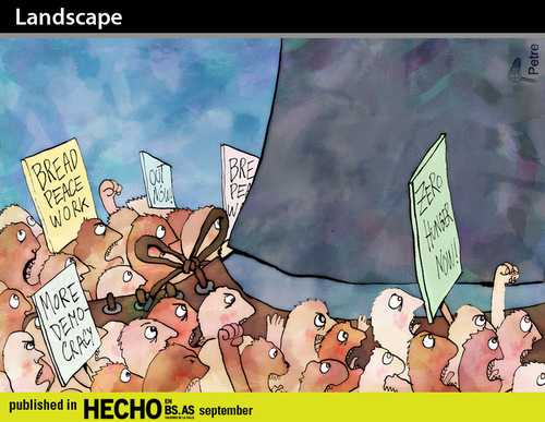 Cartoon: Landscape (medium) by PETRE tagged power,manifestation,politics,social,economics