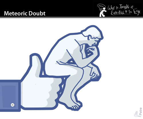 Cartoon: Meteoric Doubt (medium) by PETRE tagged thinker,rodin,facebook,like