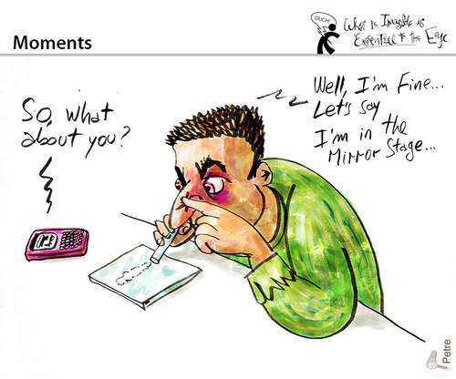 Cartoon: Moments (medium) by PETRE tagged mirror,selfie,cocaine,addictions
