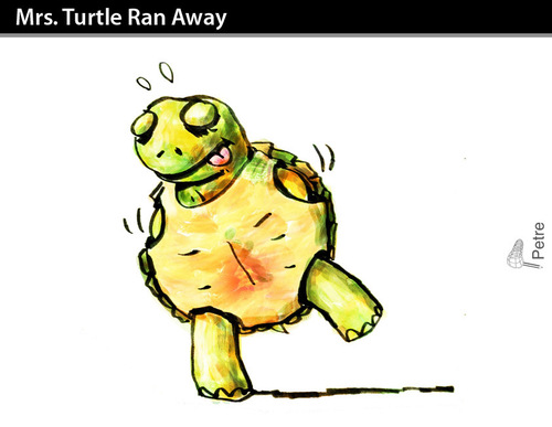 Cartoon: Mrs. Turtle Ran Away (medium) by PETRE tagged love,couples,autosatisfaction