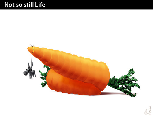Cartoon: NOT SO STILL LIFE (medium) by PETRE tagged volonty,wisdom,decisions,targets,carrots,donkey,suggestions