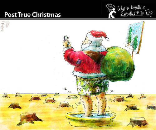 Cartoon: Post True Christmas (medium) by PETRE tagged christmas,noel,santa,claus