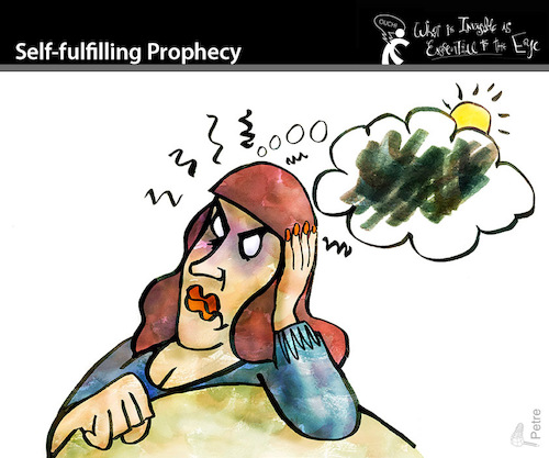 Cartoon: Self fullfilling Prophecy (medium) by PETRE tagged prophecy,pesimism,toughts,future