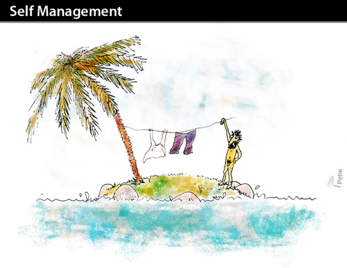 Cartoon: Self Management (medium) by PETRE tagged self,management,island