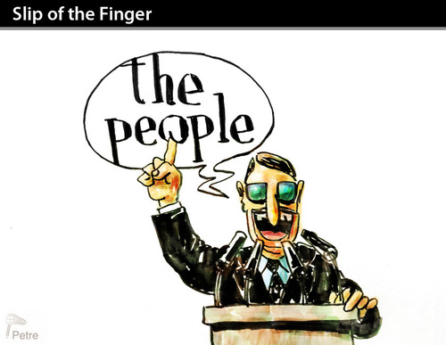 Cartoon: SLIP OF THE FINGER (medium) by PETRE tagged people,politicians