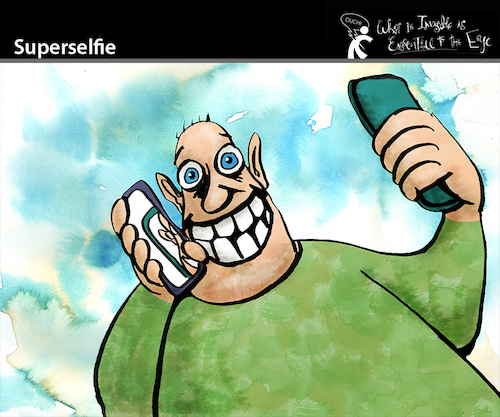 Cartoon: Superselfie (medium) by PETRE tagged selfie,smartphone,superselfie