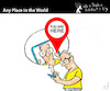Cartoon: Any Place in the World (small) by PETRE tagged smartphones reality escape virtuality map territory