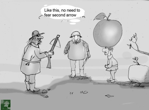 Cartoon: He knows the story (medium) by Hezz tagged apple