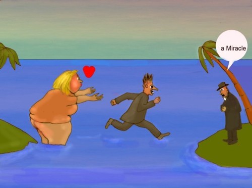 Cartoon: Walking on water (medium) by Hezz tagged wter,miracle