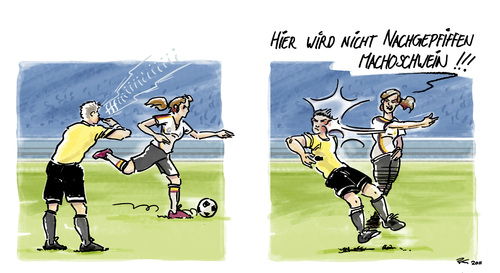 Cartoon: Fussball-Frauen (medium) by Peter Knoblich tagged frauen,fussball,soccer,schiedsrichter,sommertraum,wm,weltmeisterschaft,fussball,frauen,weltmeisterschaft,wm,sommertraum,schiedsrichter,fifa,frauenwm,frauenfußball,frauenfussball,sport,frauenweltmeistserschaft