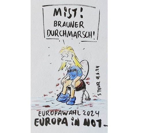 Cartoon: Brauner Durchmarsch (medium) by Matthias Stehr tagged politik,europa,wahl