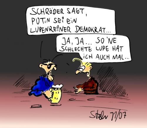Cartoon: Knick in der Optik (medium) by Matthias Stehr tagged putin,schröder,demokratie