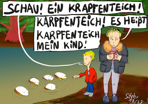 Cartoon: Krapfenteich (medium) by Matthias Stehr tagged fantasie,phantasie