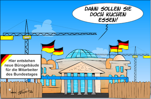 Cartoon: Dann sollen sie halt Kuchen esse (medium) by Trumix tagged bundestag,neubau,kosten,reichstag,schulden,schuldenbremse,kuchen,bundestag,neubau,kosten,reichstag,schulden,schuldenbremse,kuchen