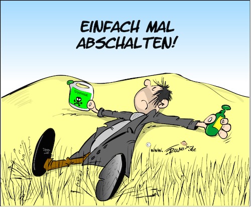 Cartoon: Einfach mal abschalten (medium) by Trumix tagged glyphosat,bier,umweltschutz,unkrautvernichter,unkraut,krebs,risiko,krebsverdacht,pestizid,glyphosat,bier,umweltschutz,unkrautvernichter,unkraut,krebs,risiko,krebsverdacht,pestizid