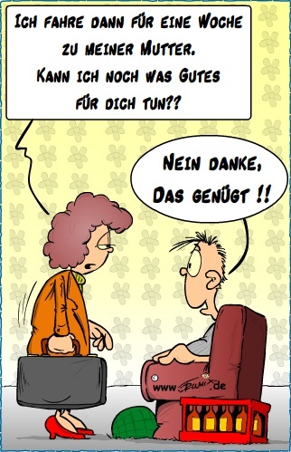 Cartoon: Gutes tun (medium) by Trumix tagged gute,ehe,schwiegermutter,verreise,trummix,gute,ehe,schwiegermutter,verreise,trummix