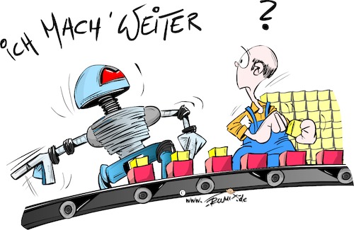 Cartoon: Industrie 4.0 Wir uebernehmen (medium) by Trumix tagged industrie4,roboter,kuenstliche,intelligenz,ki,computer,software,werte,industrie4,roboter,kuenstliche,intelligenz,ki,computer,software,werte