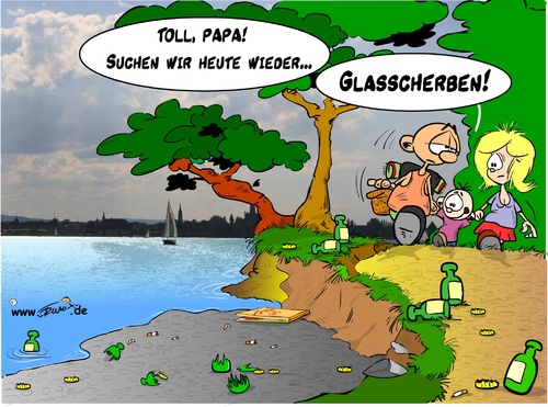 Cartoon: Neues aus Konstanz (medium) by Trumix tagged trummix,seestrasse,schmugglerbucht,saufgelage,party,konstanz,glasverbot,bodensee