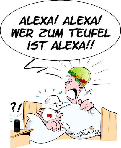 Cartoon: Smartes Heim Glueck allein (medium) by Trumix tagged einzug,smarten,geräten,schlafzimmer,deutschen,einzug,smarten,geräten,schlafzimmer,deutschen
