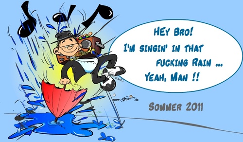 Cartoon: Sommer 2011 (medium) by Trumix tagged sommer,herbst,schal,kalt,regen,2011,kälte,nässe,jahrhundert