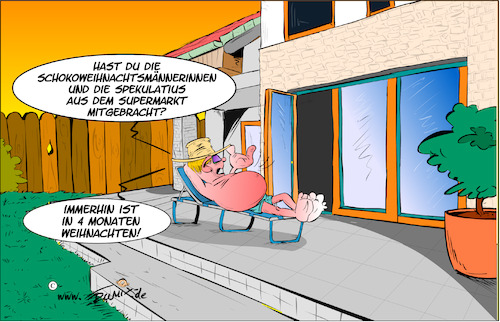 Cartoon: Weihnachten steht vor der Tuer (medium) by Trumix tagged weihnachten,weihnachtsmann,konsum,spekulatius,sommer,verkauf,dominosteine,ueberfluss,weihnachten,weihnachtsmann,konsum,spekulatius,sommer,verkauf,dominosteine,ueberfluss