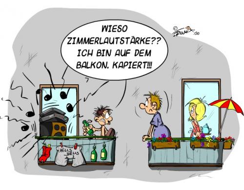 Cartoon: Zimmerlautstärke (medium) by Trumix tagged zimmerlautstärke,ruhestörung,spießer,musik,nachbarschaft