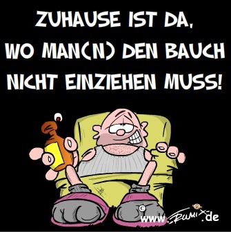 Cartoon: Zuhause ist es am Schönsten (medium) by Trumix tagged zuhause,home,schön,wohlfühlen,trummix,zuhause,home,schön,wohlfühlen,trummix,bauch,mann,sessel,bier