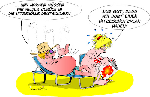 Cartoon: Zurueck in der Hitzehoelle (medium) by Trumix tagged hitzeschutz,hitzewelle,hitze,hitzeschutz,hitzewelle,hitze