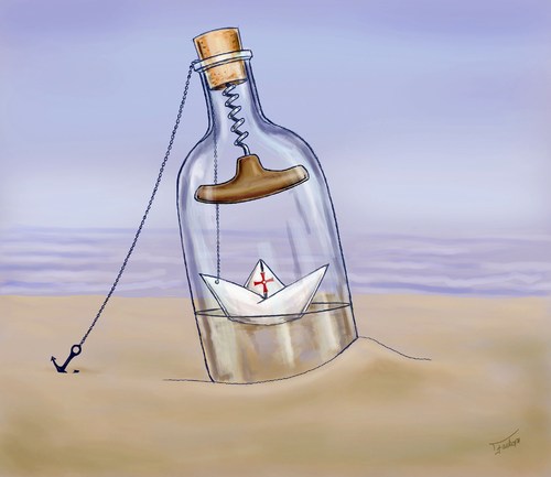 Message in Bottle von gartoon | Medien & Kultur Cartoon | TOONPOOL